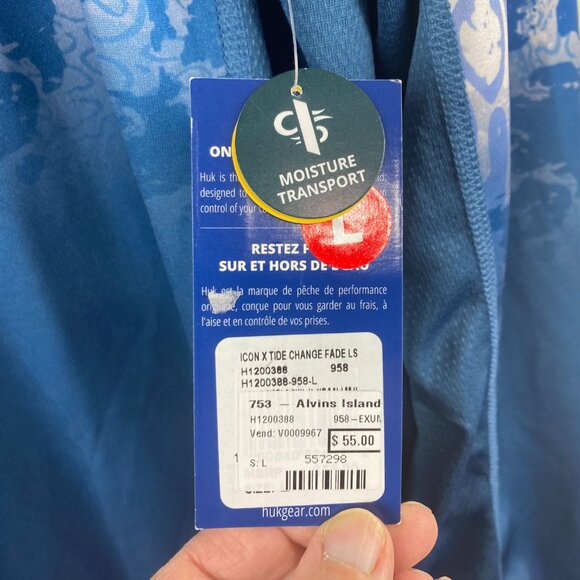 NWT Huk Fishing Men's Shirt Sz L X Tide Change Fade Long Sleeve Sun Protection - Picture 8 of 12